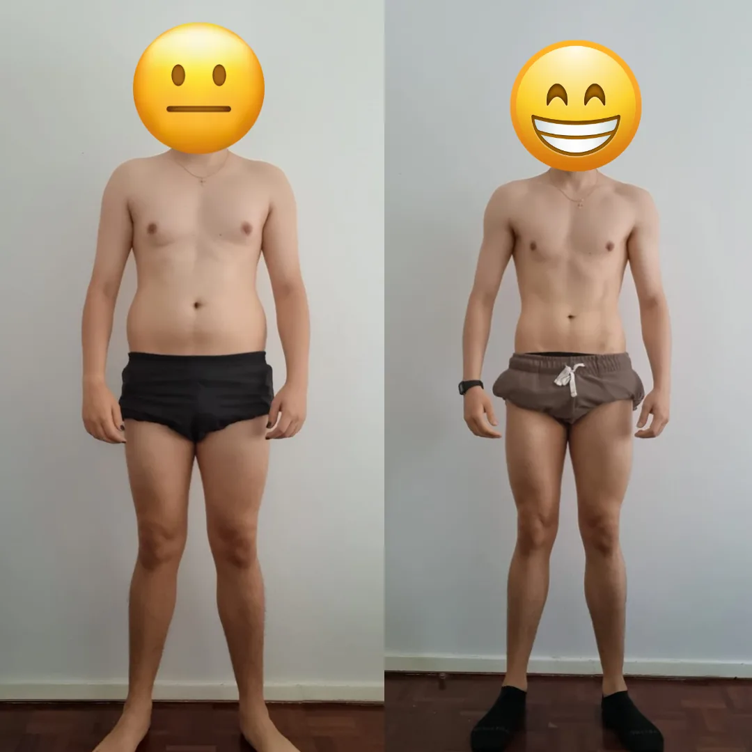 Antes e depois — Redução de medidas